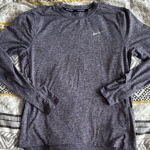 Nike Dri-fit Long Sleeve Heathered Purple Training Shirt